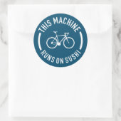 Deze machine draait op een sushi fiets ronde sticker (Tas)
