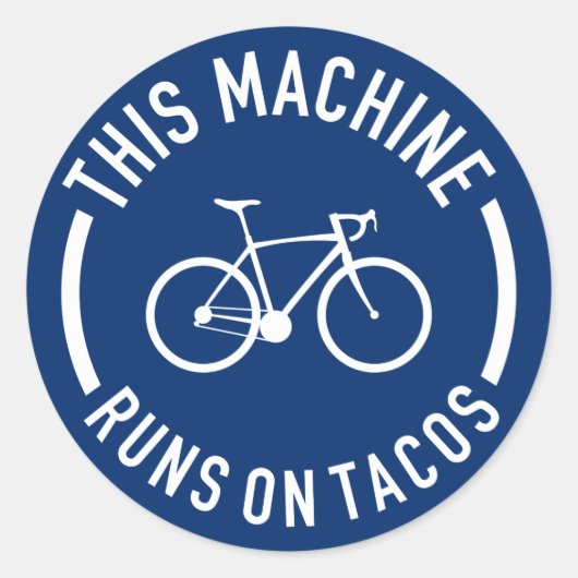 Deze machine draait op taco's ronde sticker (Voorkant)