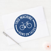 Deze machine draait op taco's ronde sticker (Envelop)