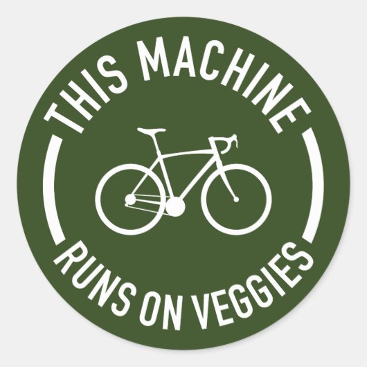 Deze machine rijdt op de veggies fiets ronde sticker (Voorkant)
