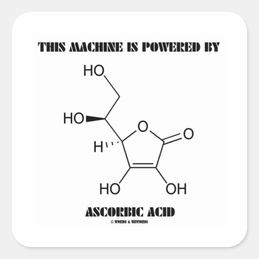 Deze machine wordt aangedreven door ascorbinezuur  vierkante sticker (Voorkant)