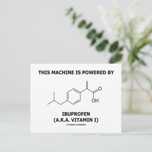 Deze machine wordt aangedreven door ibuprofen (vit briefkaart (Staand voorkant)