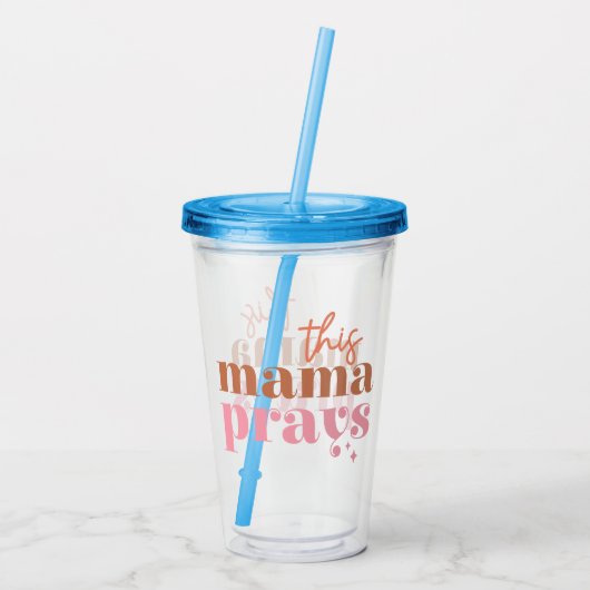 Deze Mama Bidt - Rustiek Boho Design Acryl Drinkbeker (Achterkant)