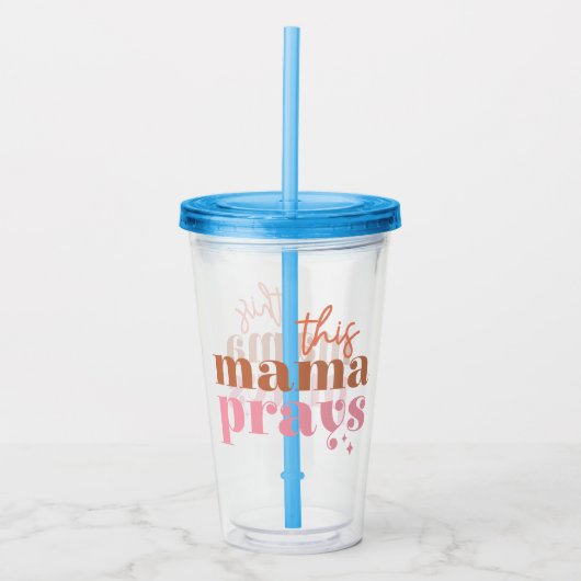 Deze Mama Bidt - Rustiek Boho Design Acryl Drinkbeker (Voorkant)