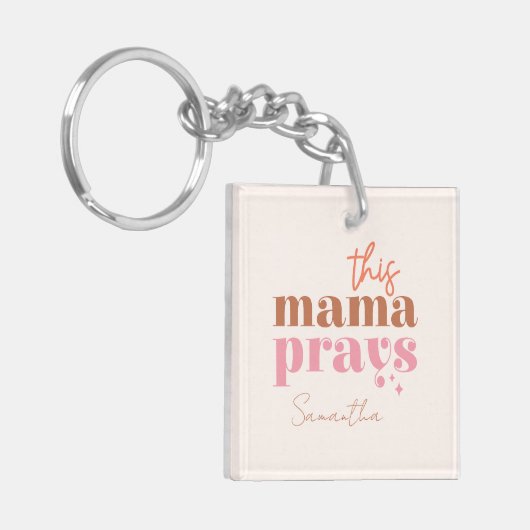 Deze Mama Bidt - Rustiek Boho Design Sleutelhanger (Voorkant Links)