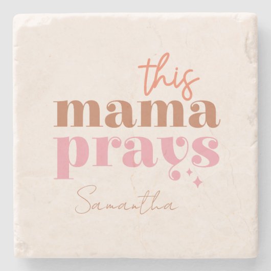 Deze Mama Bidt - Rustiek Boho Design Stenen Onderzetter (Voorkant)