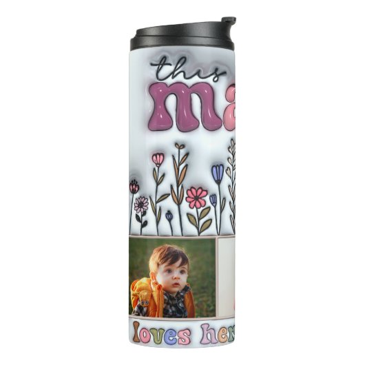 Deze mama houdt van haar wilde bloemen Afbeelding Thermosbeker (Gedraaid links)