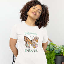 Deze mama Prays Christelijke Retro Floral Butterfl