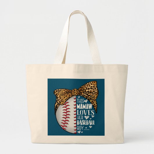 Deze Mamaw houdt van haar Baseball Boy Moederdag Grote Tote Bag (Voorkant)