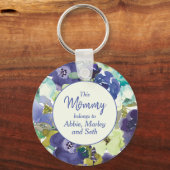 Deze mammie behoort tot Navy Blue Yellow Floral Sleutelhanger (Voorkant)
