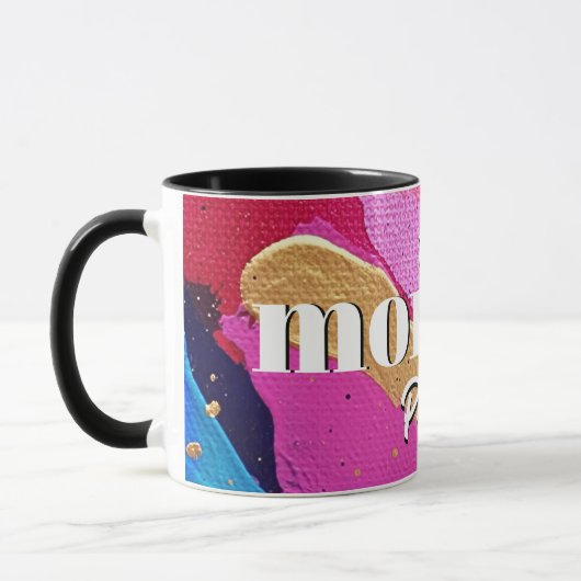 Deze mammie bidt roze en blauwe Abstracte Mok (Links)