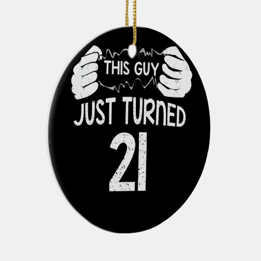 Deze man draaide net 21 21ste verjaardag keramisch ornament (Rechts)