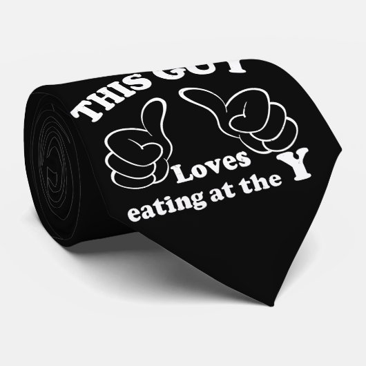 Deze man houdt van eten op Y Stropdas (Opgerold)