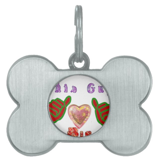 Deze man houdt van grote geschenkkunst afdrukken huisdieren naamplaatje (voorkant)