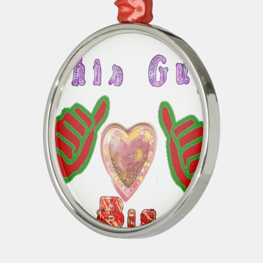 Deze man houdt van grote geschenkkunst afdrukken metalen ornament (Links)