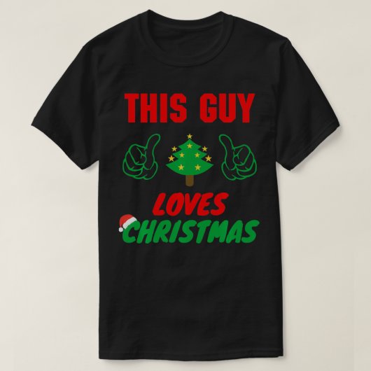 Deze man houdt van Kerstmis, grappige Mannen pyjam T-shirt (Design voorkant)