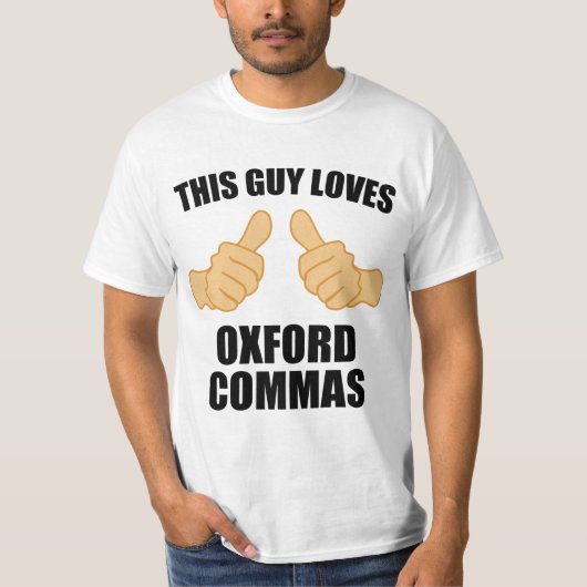 Deze man houdt van oxford commas t-shirt (Voorkant)