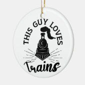 Deze man houdt van treinen Railroad liefhebber Fun Keramisch Ornament (Links)