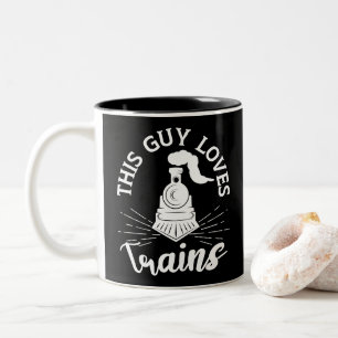 Deze man houdt van treinen Railroad liefhebber Fun Tweekleurige Koffiemok