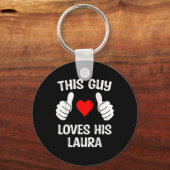 Deze man houdt van zijn Laura Vriendin vrouw Valen Sleutelhanger (Voorkant)