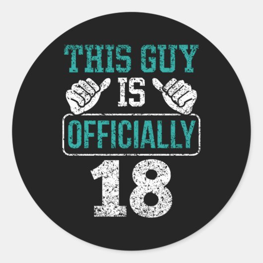 Deze man is 18 jaar oud ronde sticker (Voorkant)