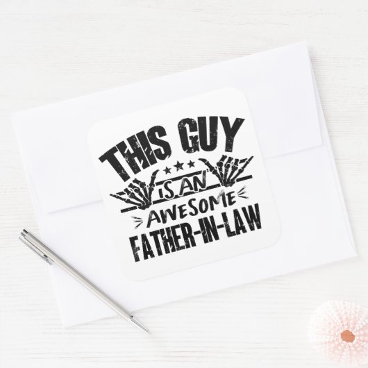 Deze man is een Geweldige schoonvader Vaderdag Vierkante Sticker (Envelop)