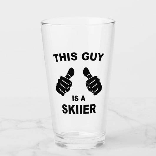 Deze man is een skiier glas (Voorkant)