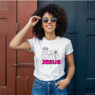 Deze Meisjes Houdt Van Jezus - Roze Bloemen T-shirt