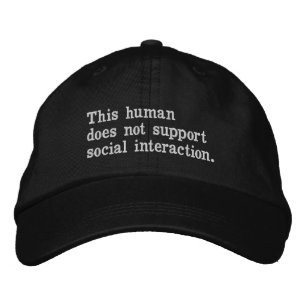 Deze mens ondersteunt geen sociale interactie. geborduurde pet