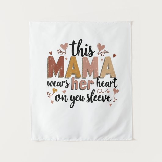 Deze moeder draagt haar hart op haar Sleeve Wandkleed (Voorkant)