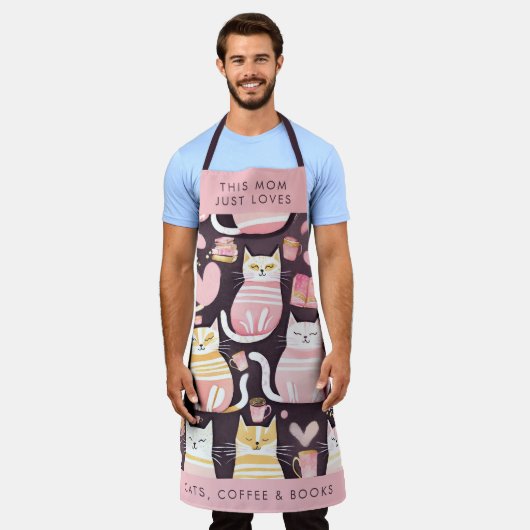 Deze moeder houdt gewoon van katten koffie & boeke schort (Gedragen)