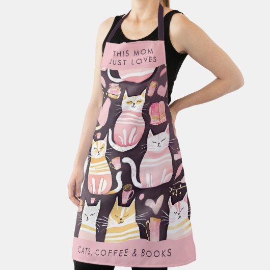 Deze moeder houdt gewoon van katten koffie & boeke schort (Insitu)