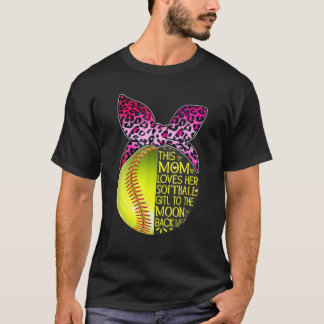Deze moeder houdt van haar Softball Leopard Bandan T-shirt