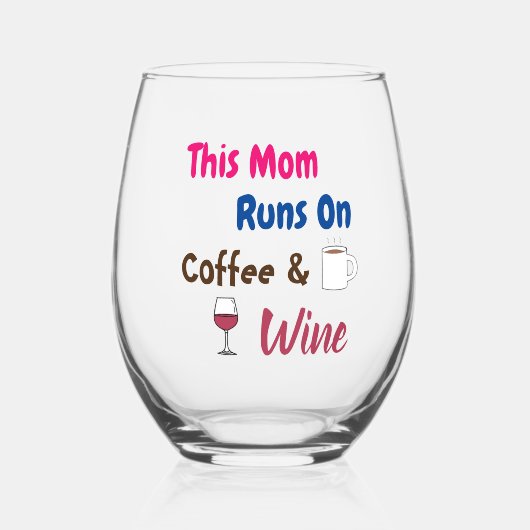 Deze moeder loopt op koffie en wijn wijnglas zonder voet (Voorkant)