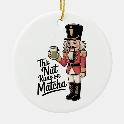 Deze moer draait op Matcha Christmas Nutcracker Keramisch Ornament (Voorkant)
