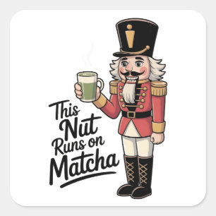 Deze moer draait op Matcha Christmas Nutcracker Vierkante Sticker