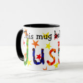 "Deze Mok behoort tot de Mok van Justin" Ringer (Voorkant links)