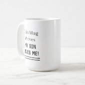 Deze mok bewijst dat mijn zoon van me houdt voor V (Voorkant links)