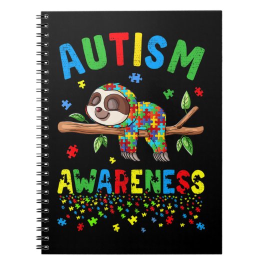 Deze Mooie Luiaard Verhoogt Autismebewustzijn Nati Notitieboek (Voorkant)