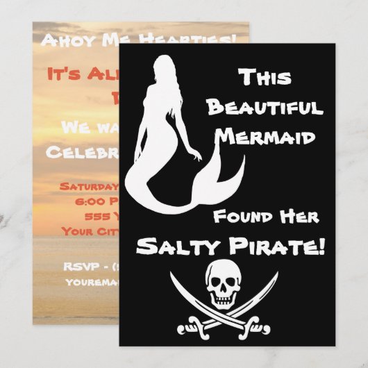 Deze mooie zeemeermin vond haar zalige piraat kaart (Voorkant / Achterkant)