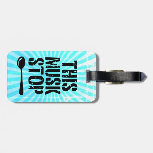 Deze Musk Stop Stencil | Liberal Spoon Meme Bagagelabel (Achterkant horizontaal)