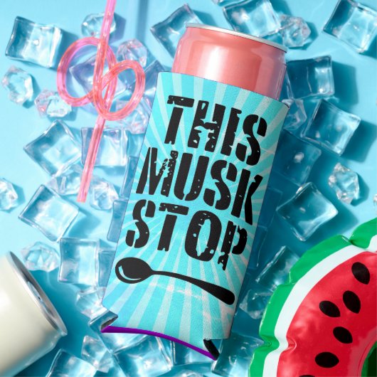 Deze Musk Stop Stencil | Liberal Spoon Meme Seltzer Blikjeskoeler (Insitu Zomer)