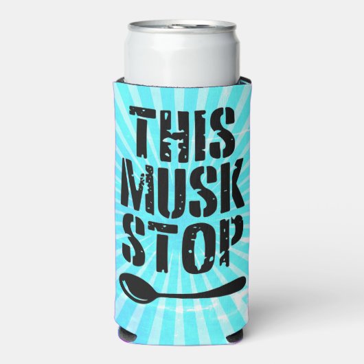 Deze Musk Stop Stencil | Liberal Spoon Meme Seltzer Blikjeskoeler (Seltzer Voorkant)