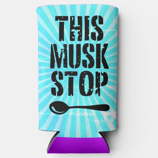 Deze Musk Stop Stencil | Liberal Spoon Meme Seltzer Blikjeskoeler (Voorkant)