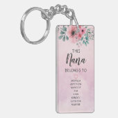 Deze Nana behoort tot de roze Floral-Waterverf Sleutelhanger (Voorkant Links)