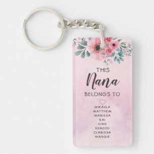 Deze Nana behoort tot de roze Floral-Waterverf Sleutelhanger