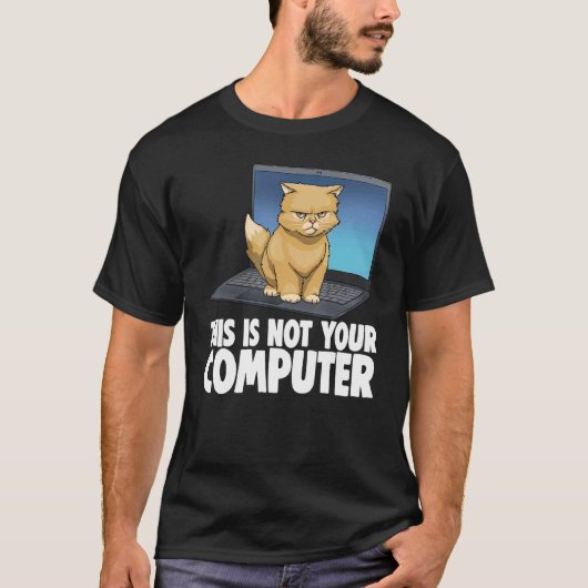 Deze Niet Jouw Computer Boze Kat Grappige Kattenli T-shirt (Voorkant)