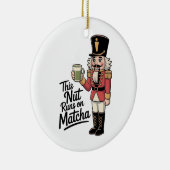 Deze noot loopt op Matcha Kerstman Notenkraker Keramisch Ornament (Rechts)