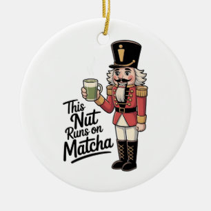 Deze noot loopt op Matcha Kerstman Notenkraker Keramisch Ornament