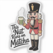 Deze noot loopt op Matcha Kerstman Notenkraker Sticker (Voorkant)